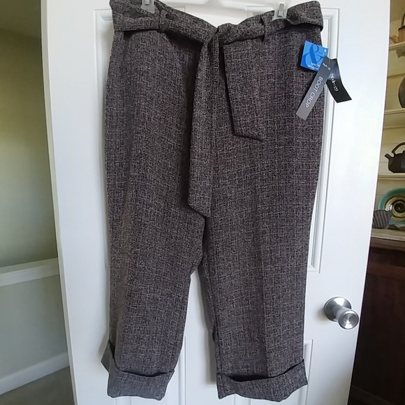Style & Co brown tweed boot cropped cuff pant 16 p - Picture 1 of 5
